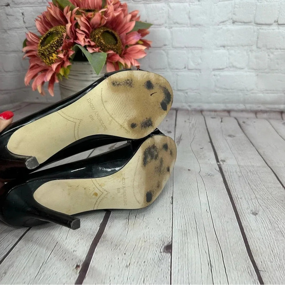 enzo angiolini eamielee black patent leather peep toe heels sz 8.5 - Picture 6 of 9